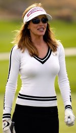 Tanya Roberts finishing her round at the 18th Annual Frank Sinatra Celebrity Invitational Golf Tournament at Indian Wells Country Club in 2006
